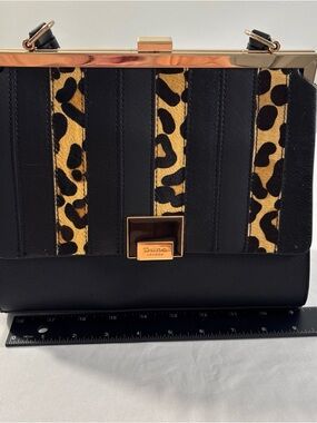 Dune London Black and Leopard-Print Leather Satchel missing cross strap!!